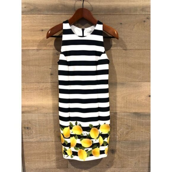 Milly Striped Lemon Empire Waist Above Knee Dress Size 6 - Picture 2 of 8